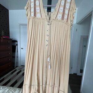 Free People Embroidered Midi Sun Dress